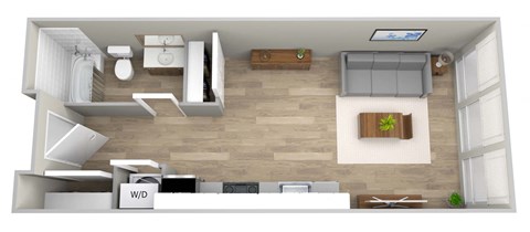 Floor plan for studio, 1 bath, 472 sqft